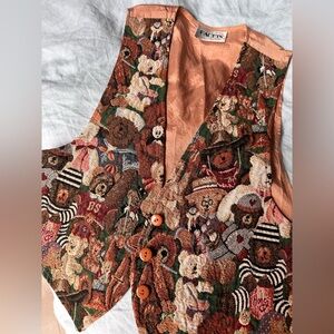 Vintage Teddy Bear Tapestry Vest Facets By Mirrors Medium